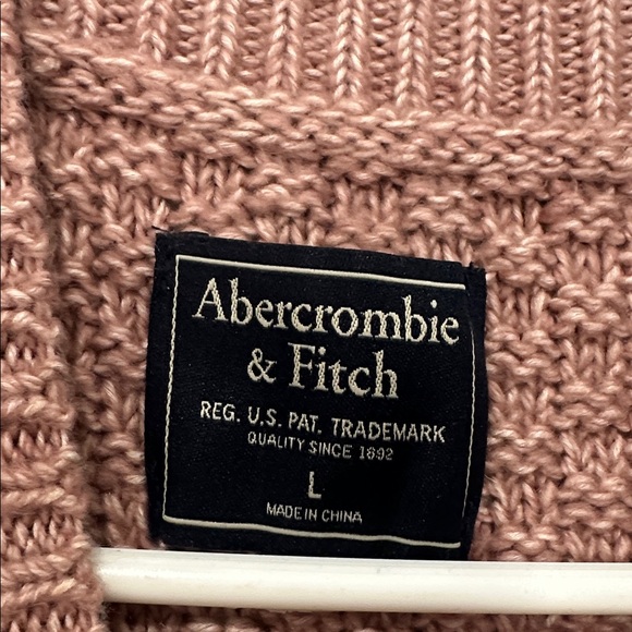 Abercrombie & Fitch Cable Knit Sweater Dusty Rose Womens large mauve mock neck - Picture 3 of 4
